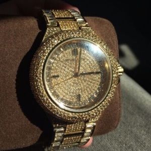 Womens gold bling mk watch